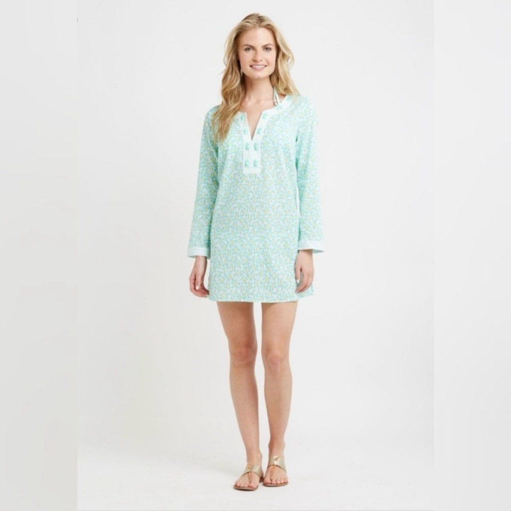 Vineyard Vines Womens Beaded Turtle Swim Cover Up Tunic Top Size XXS Beach Green